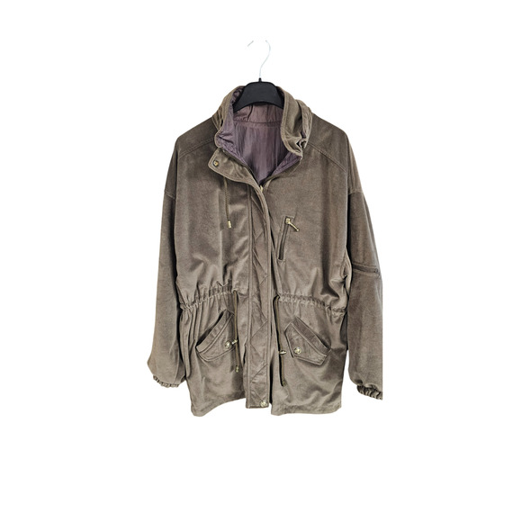 Vintage 90's Current Seen Reversible Coat Jacket Size Large Womens Nylon Velour - Picture 2 of 12